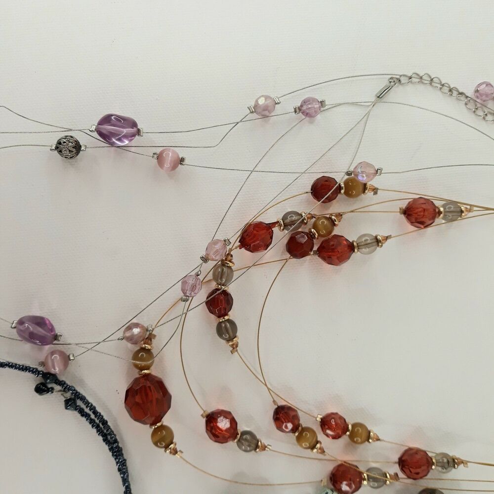 Necklaces Lot of 6 Wire Choker Charms Copper Stones Beads Vintage to Today - Picture 6 of 9